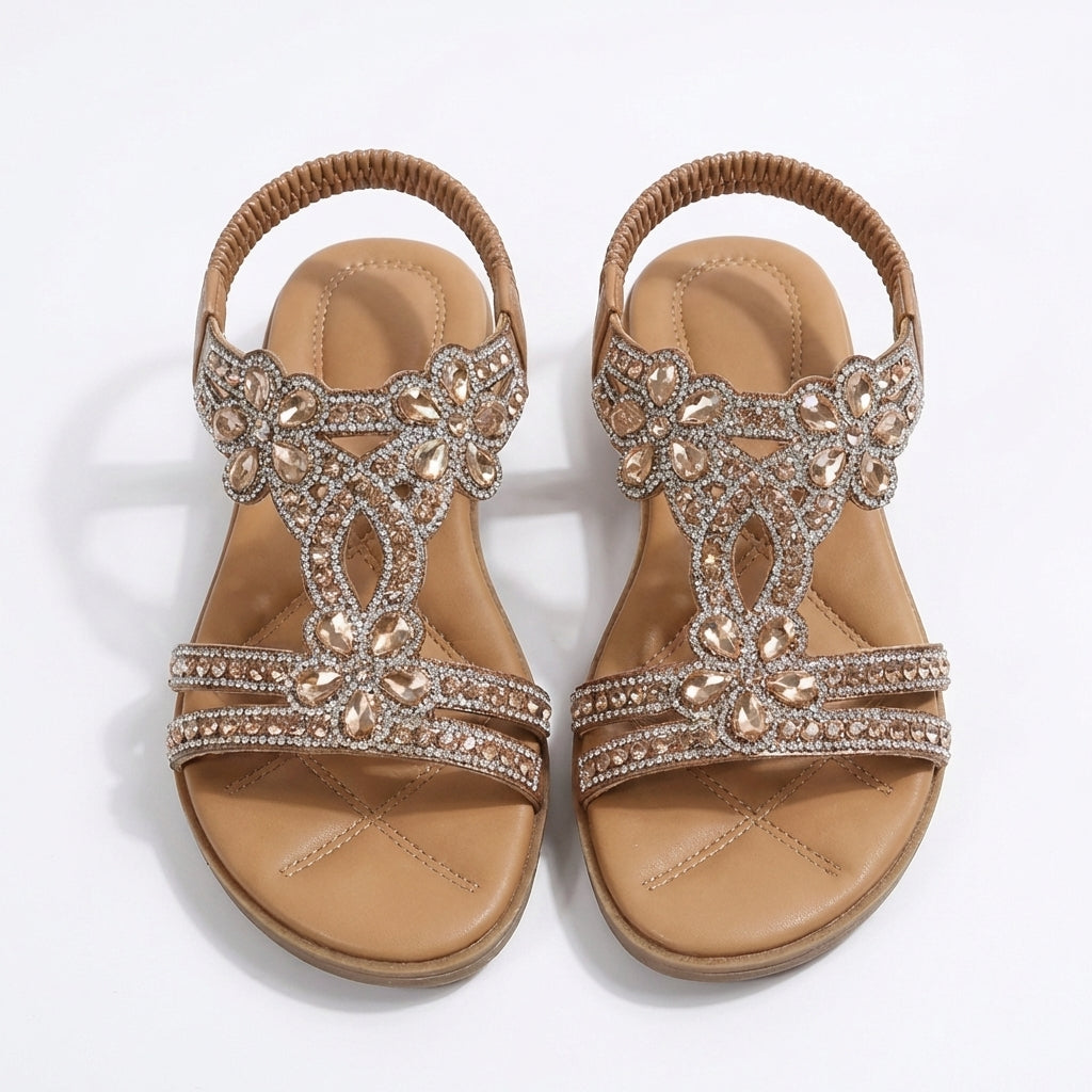 Priya | Women's Embellished Diamanté Flat Sandals Chic