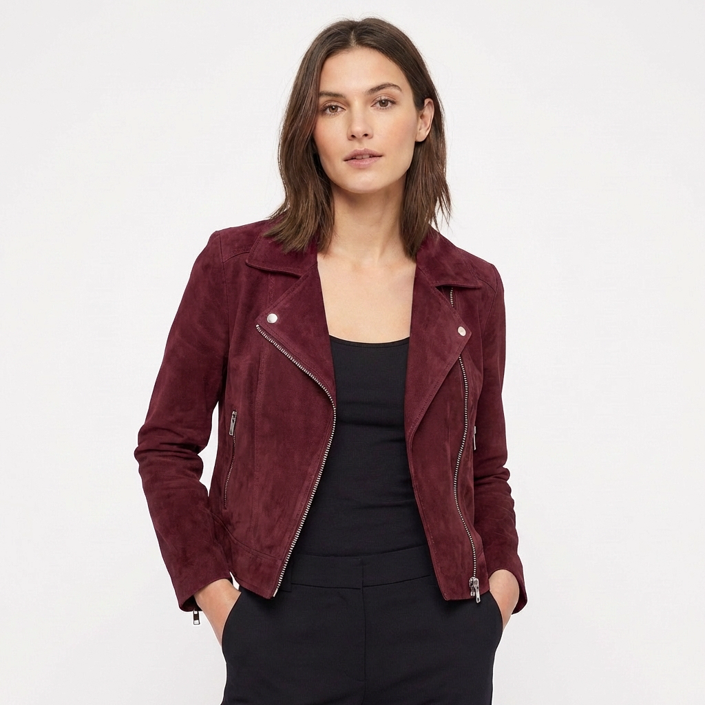 Priya | Women's Leather Zip-Up Biker Jacket