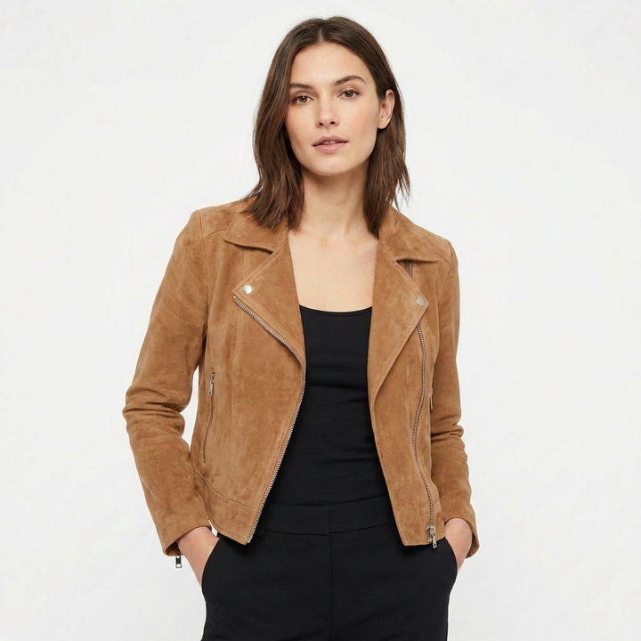Priya | Women's Leather Zip-Up Biker Jacket