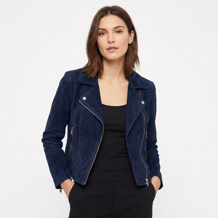 Priya | Women's Leather Zip-Up Biker Jacket
