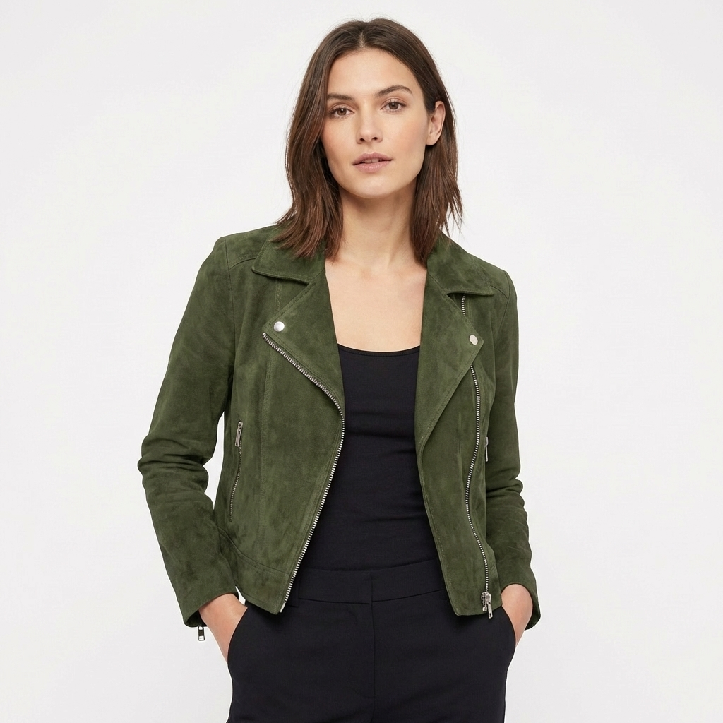 Priya | Women's Leather Zip-Up Biker Jacket