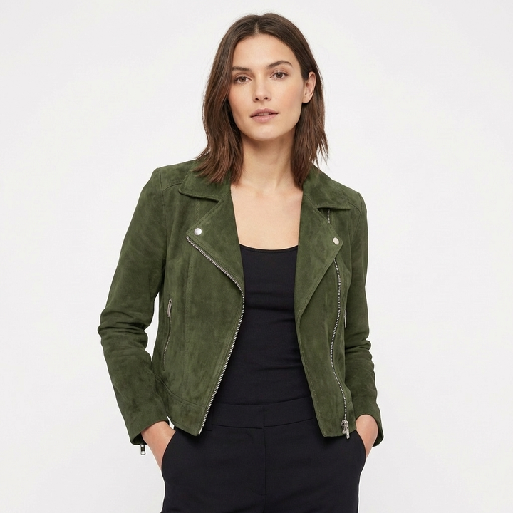 Priya | Women's Leather Zip-Up Biker Jacket