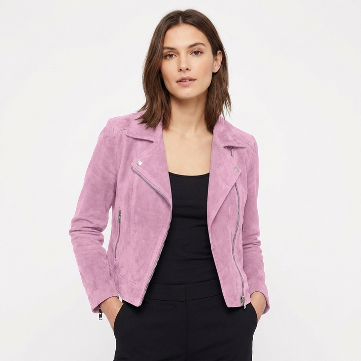 Priya | Women's Leather Zip-Up Biker Jacket