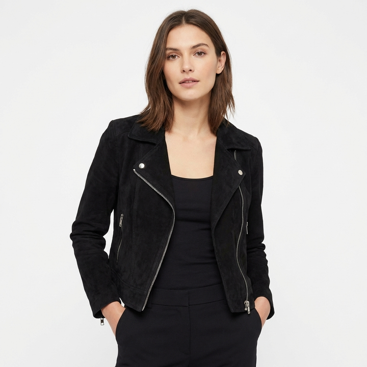 Priya | Women's Leather Zip-Up Biker Jacket