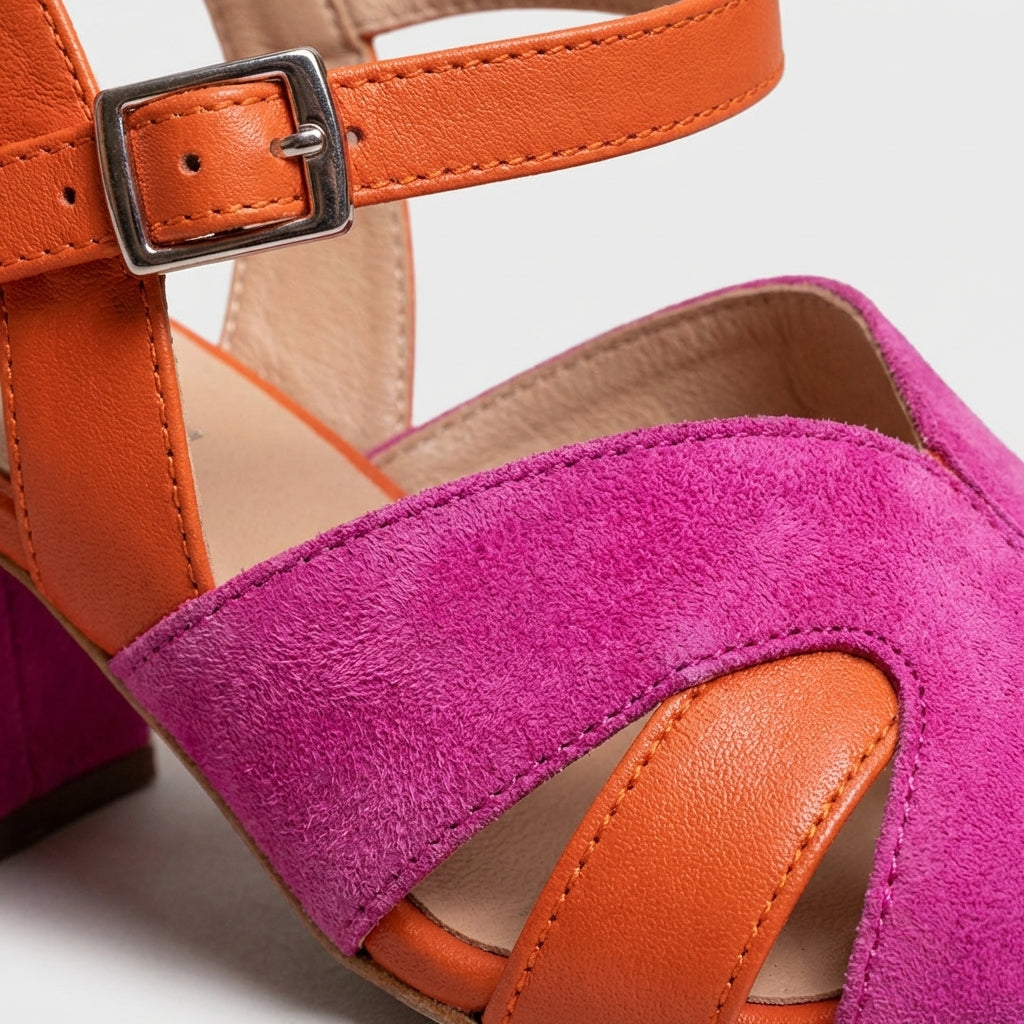 Priya | Women's Suede Colour Block Heel Sandals