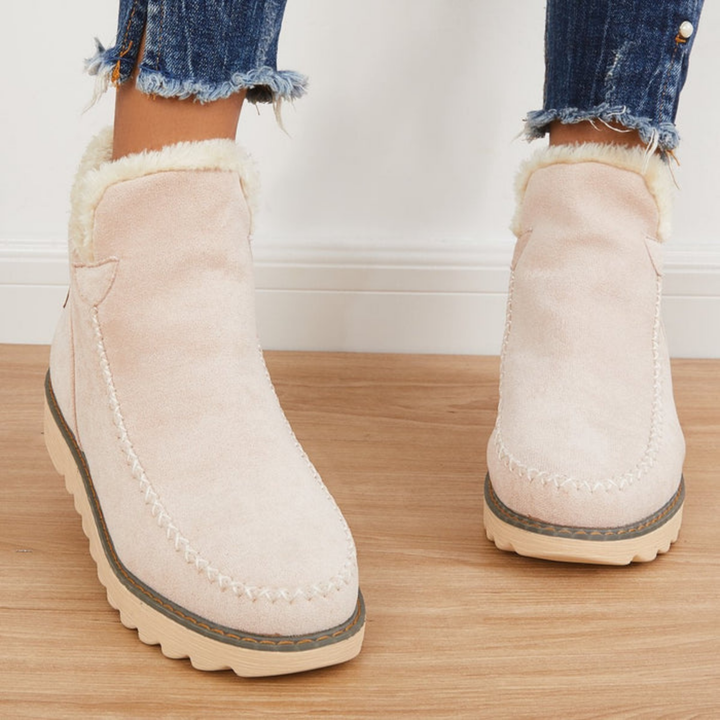 Priya | Women's Suede Fleece-Lined Flatform Ankle Boots