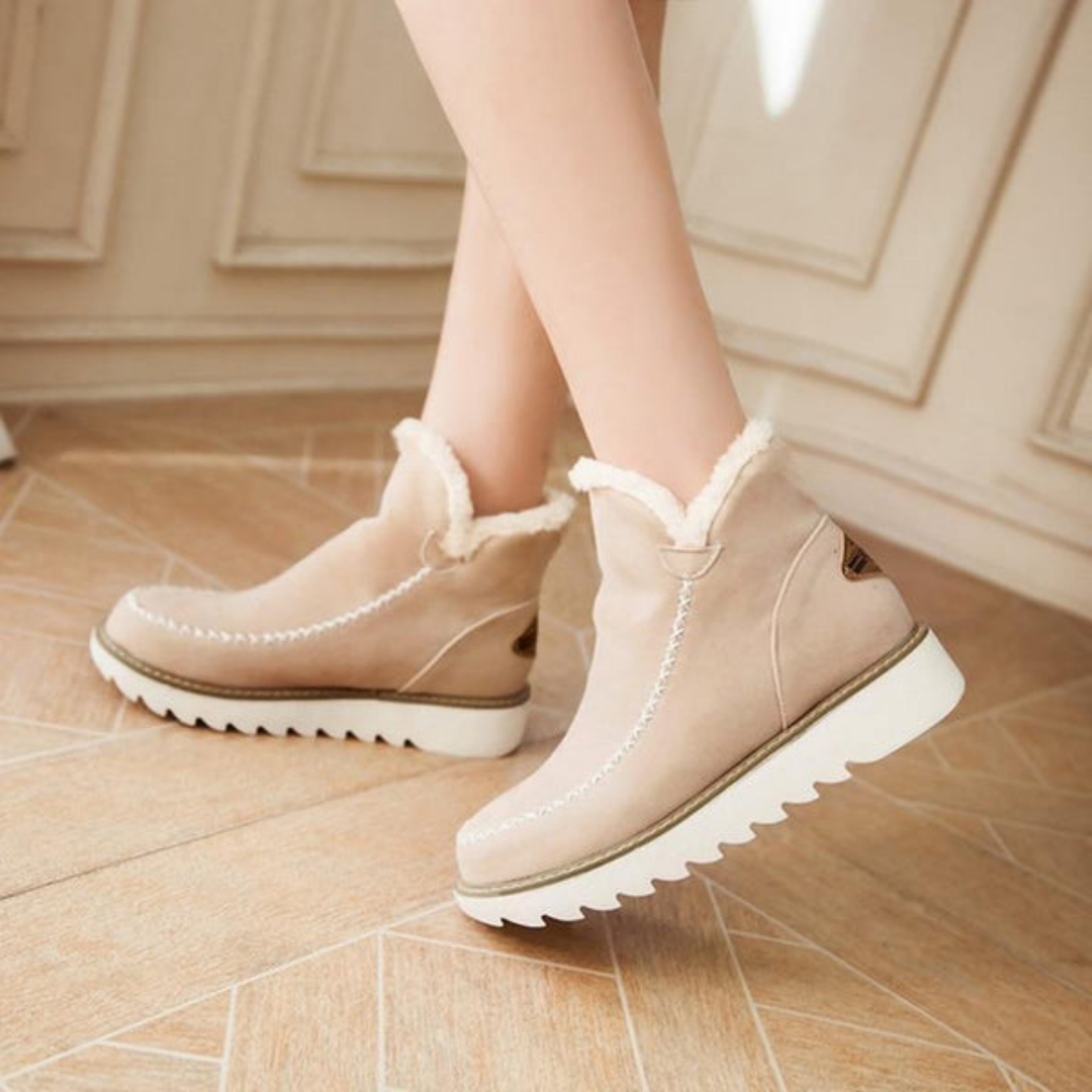 Priya | Women's Suede Fleece-Lined Flatform Ankle Boots