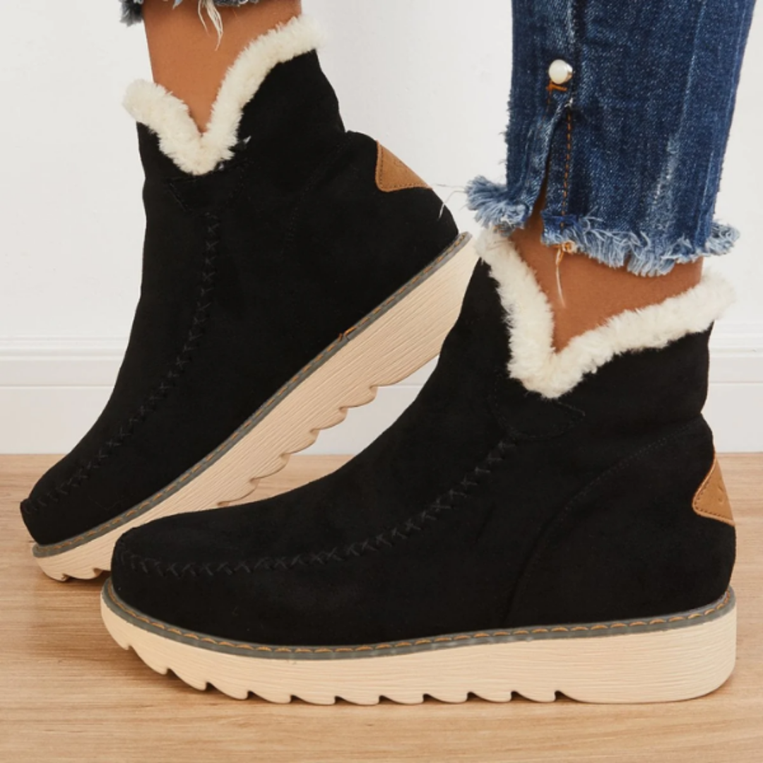 Priya | Women's Suede Fleece-Lined Flatform Ankle Boots