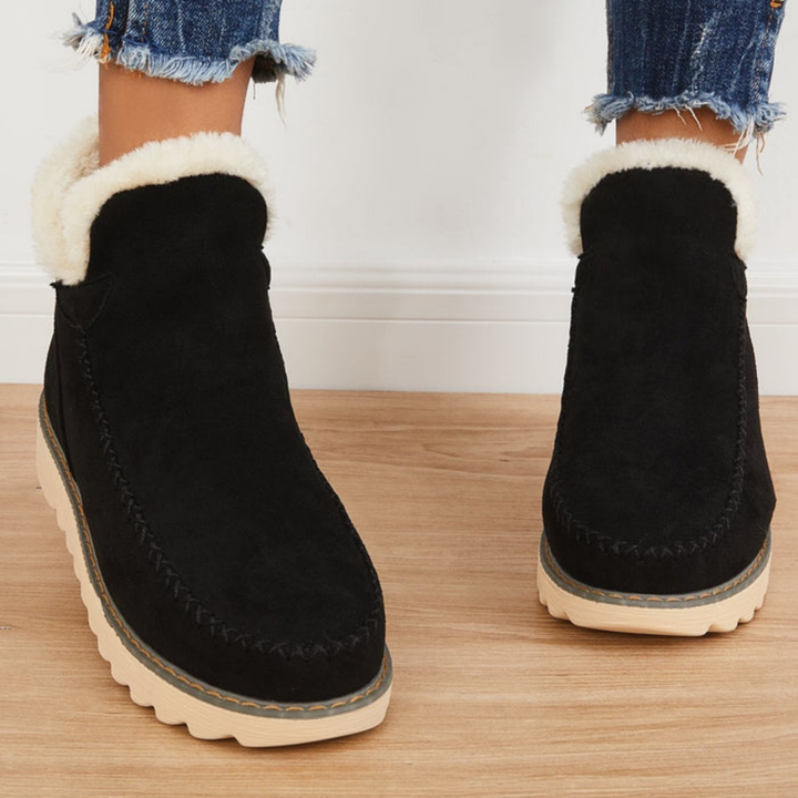Priya | Women's Suede Fleece-Lined Flatform Ankle Boots