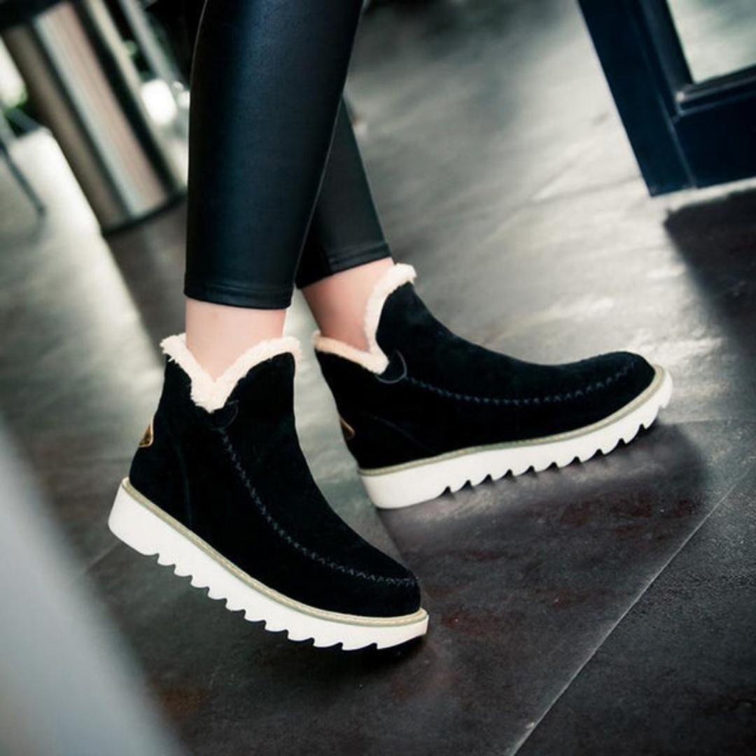 Priya | Women's Suede Fleece-Lined Flatform Ankle Boots