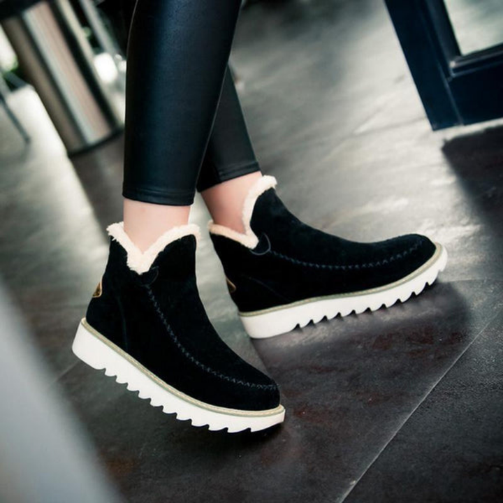 Priya | Women's Suede Fleece-Lined Flatform Ankle Boots