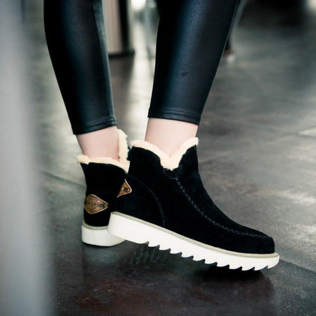 Priya | Women's Suede Fleece-Lined Flatform Ankle Boots