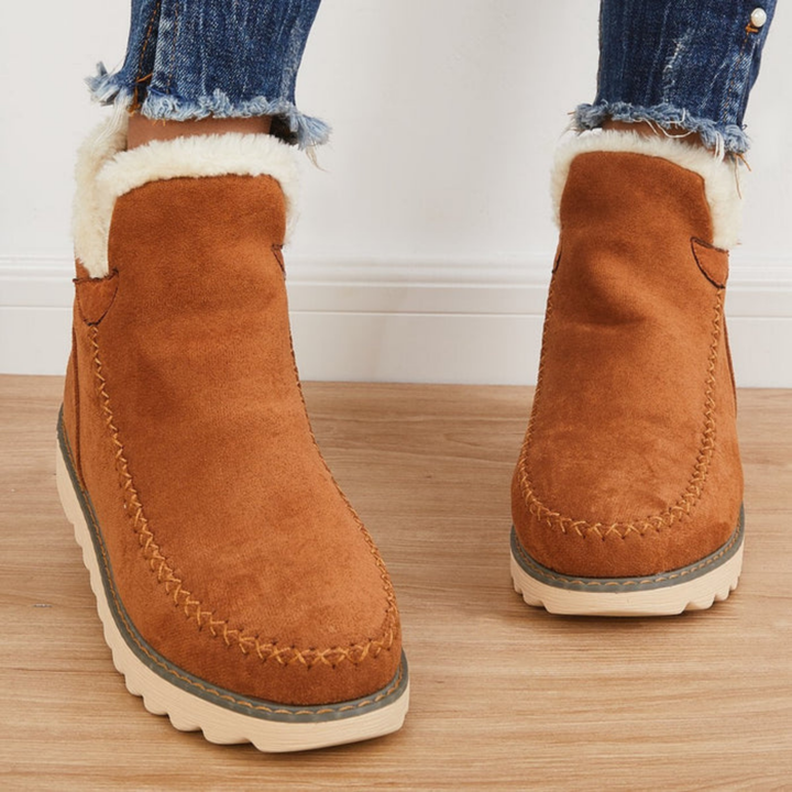 Priya | Women's Suede Fleece-Lined Flatform Ankle Boots