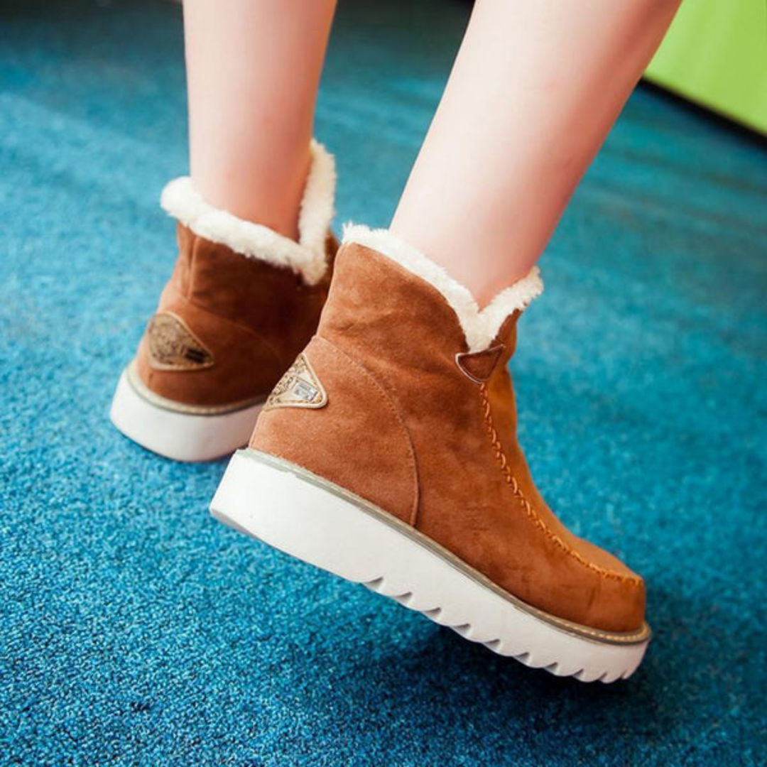 Priya | Women's Suede Fleece-Lined Flatform Ankle Boots