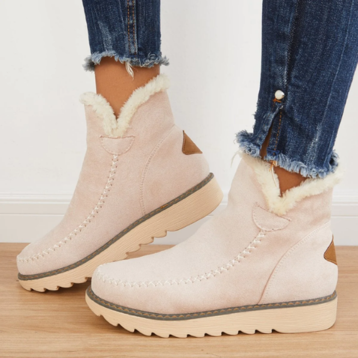Priya | Women's Suede Fleece-Lined Flatform Ankle Boots