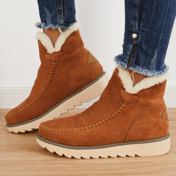 Priya | Women's Suede Fleece-Lined Flatform Ankle Boots