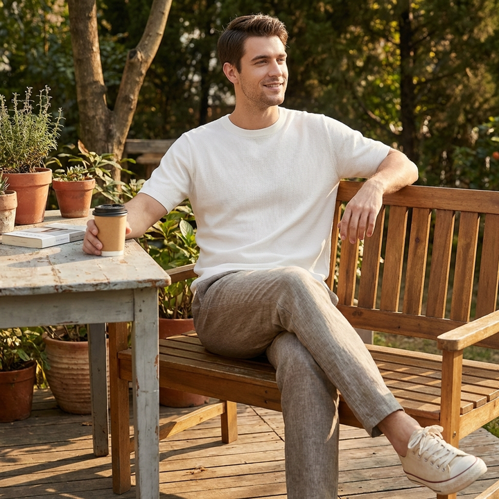 Remi | Men's Cotton-Blend Short Sleeve Crew Neck Knit Top