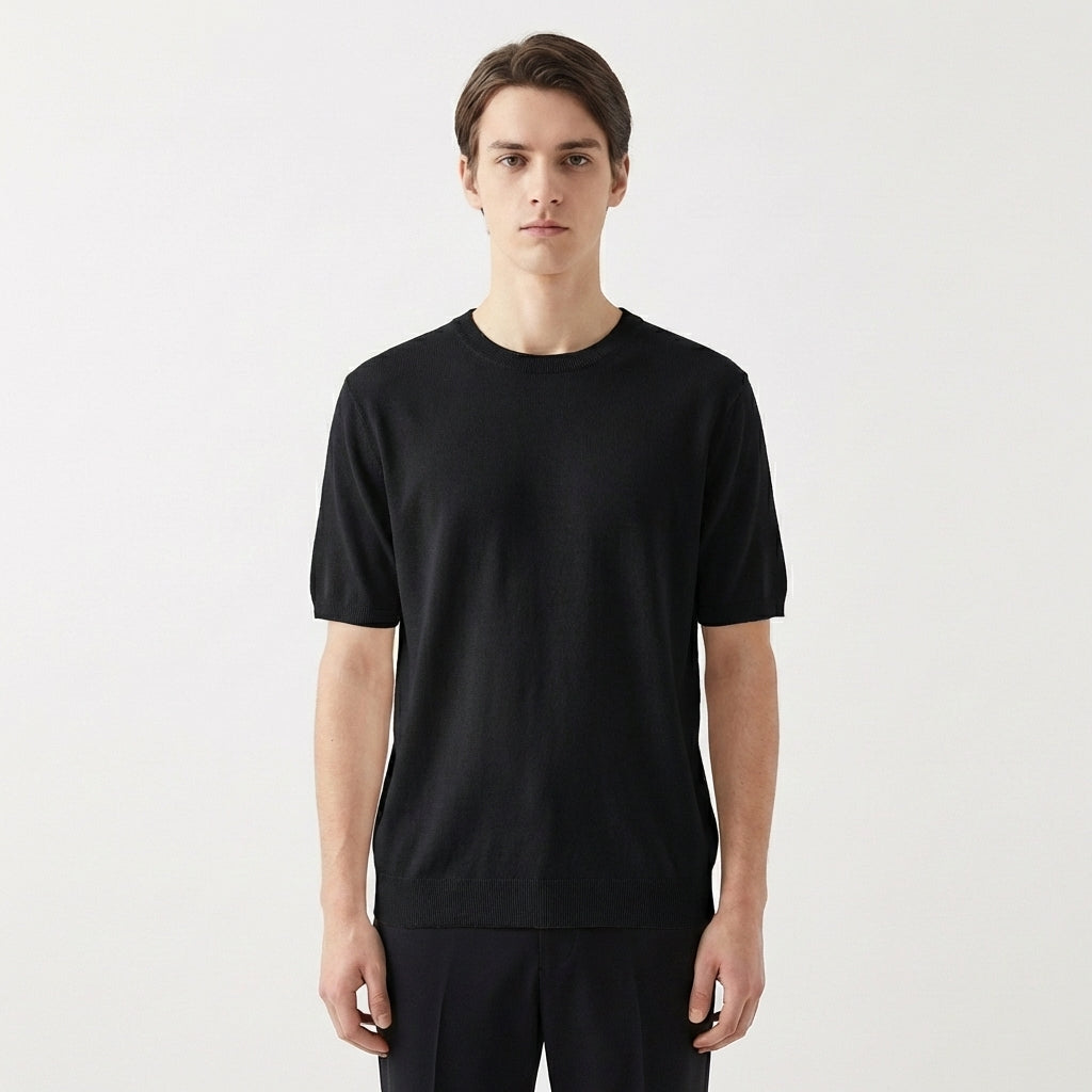 Remi | Men's Cotton-Blend Short Sleeve Crew Neck Knit Top