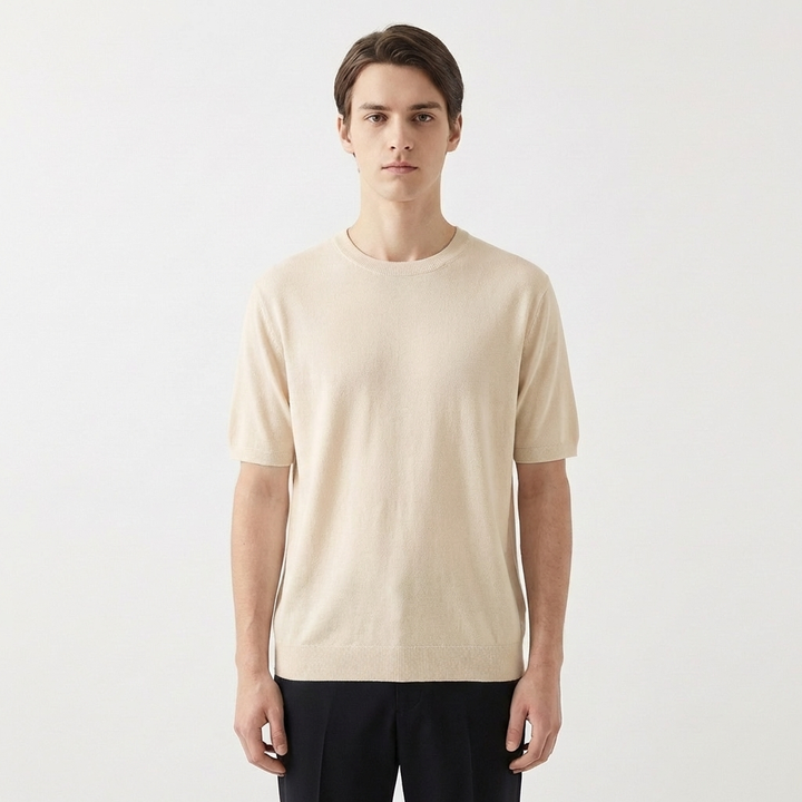 Remi | Men's Cotton-Blend Short Sleeve Crew Neck Knit Top