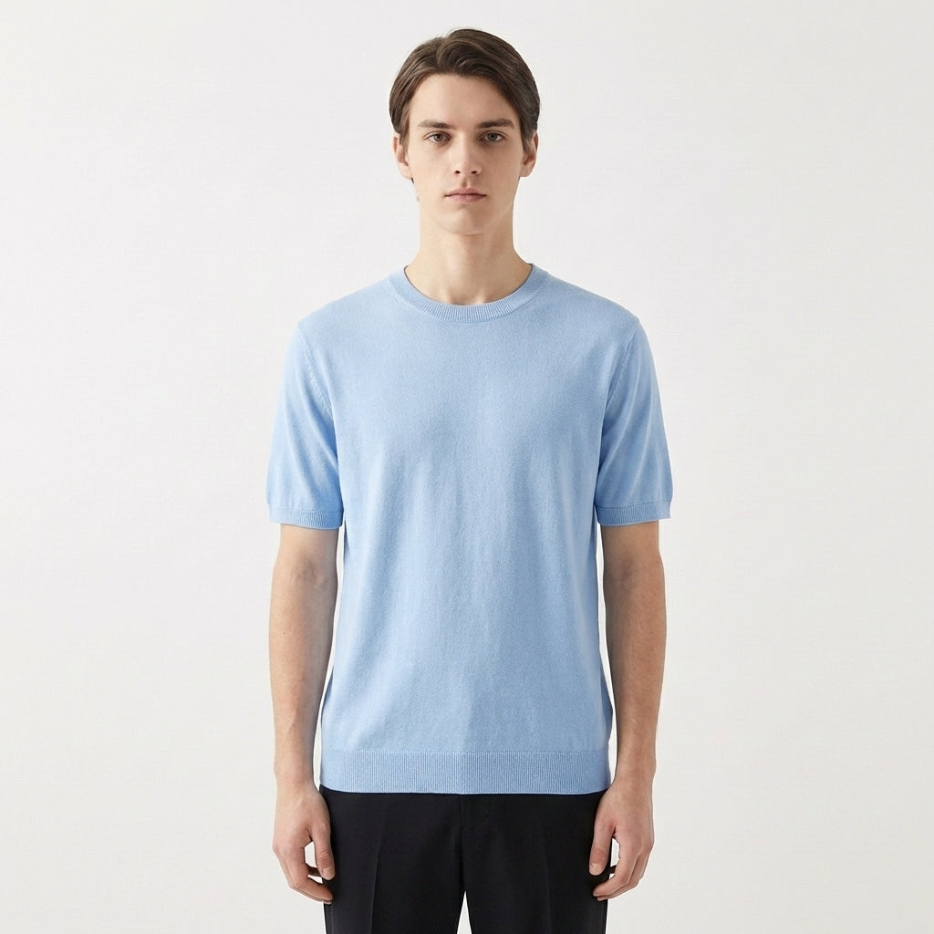 Remi | Men's Cotton-Blend Short Sleeve Crew Neck Knit Top