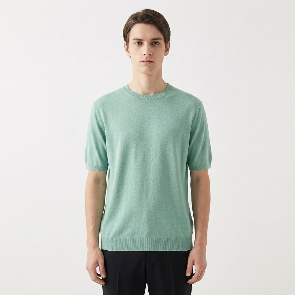 Remi | Men's Cotton-Blend Short Sleeve Crew Neck Knit Top