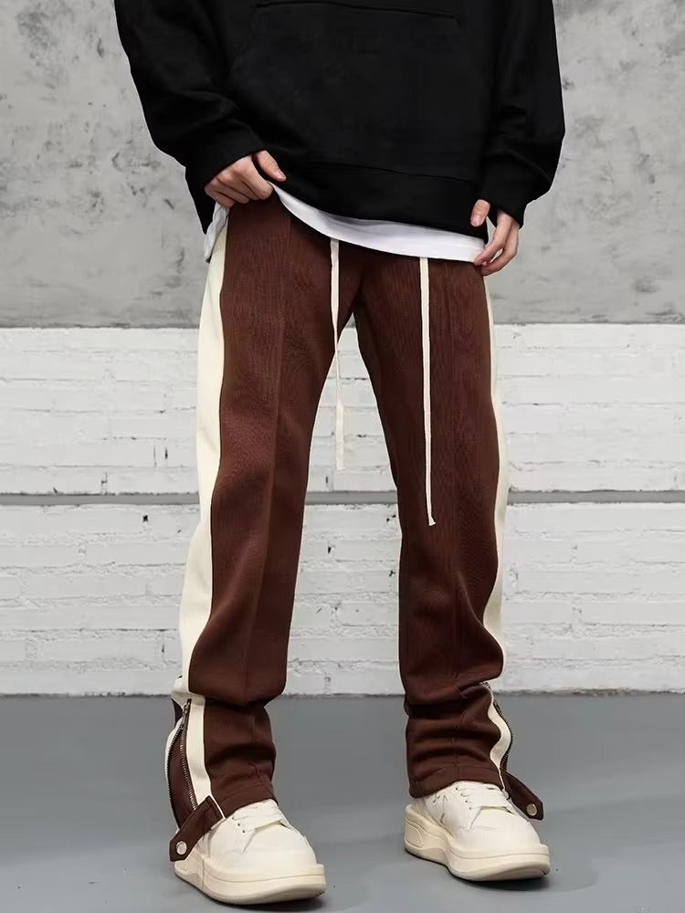 Remi | Men's Stretch Side Stripe Zip Hem Straight Leg Trousers