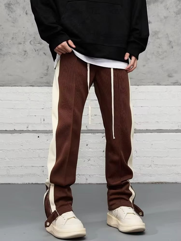 Remi | Men's Stretch Side Stripe Zip Hem Straight Leg Trousers