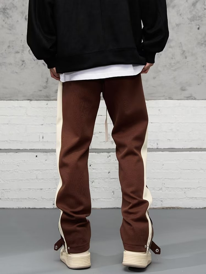 Remi | Men's Stretch Side Stripe Zip Hem Straight Leg Trousers