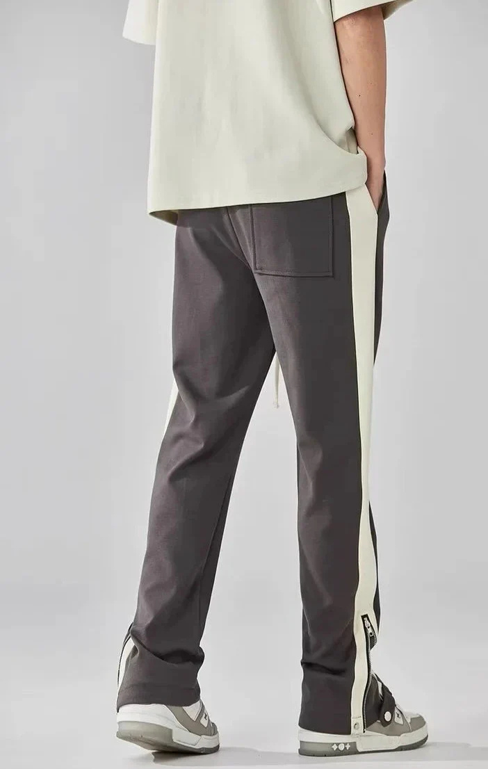 Remi | Men's Stretch Side Stripe Zip Hem Straight Leg Trousers