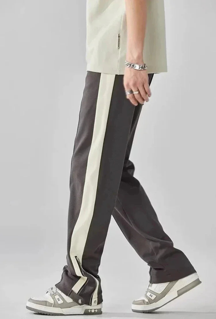 Remi | Men's Stretch Side Stripe Zip Hem Straight Leg Trousers
