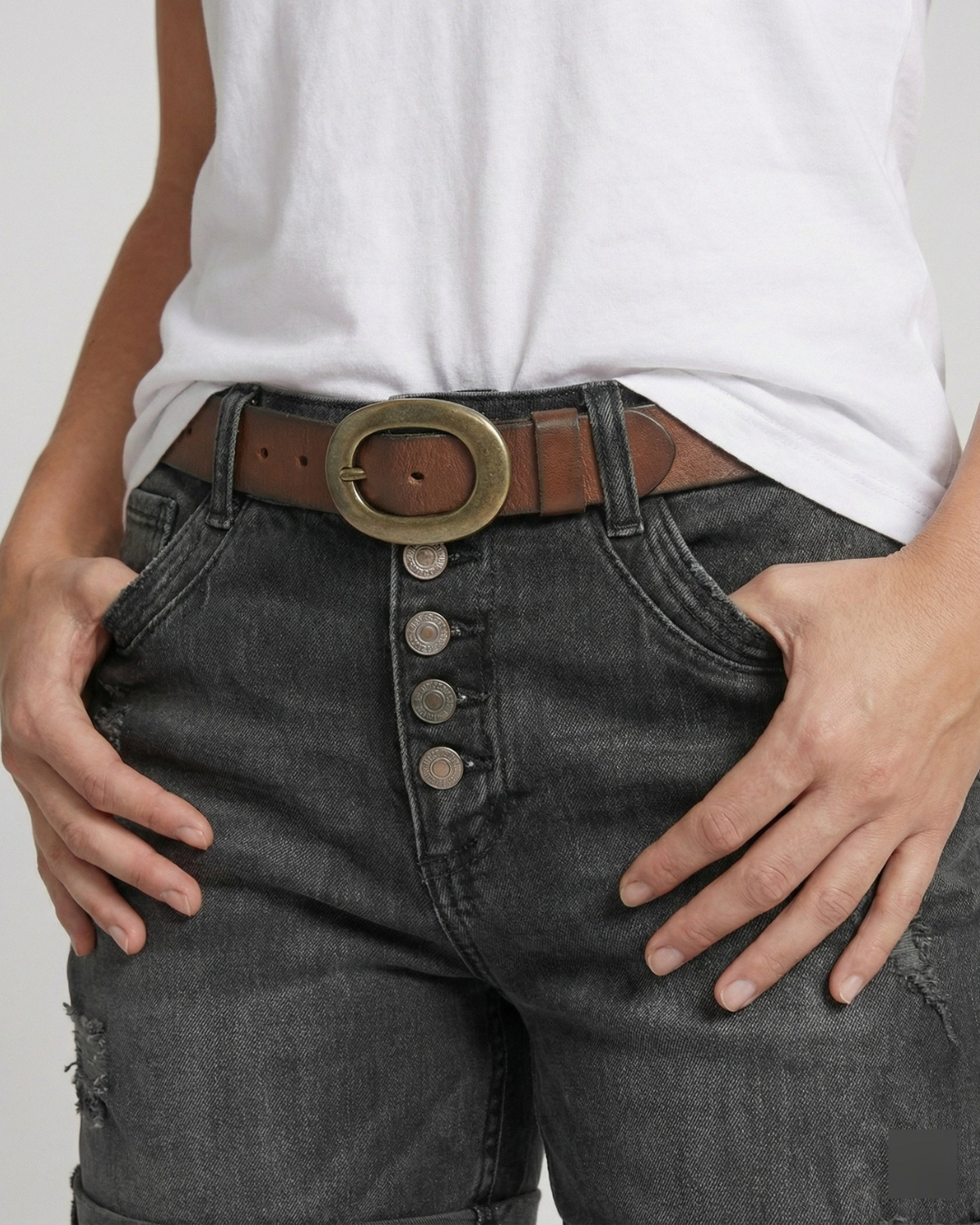 Remi | Women's Denim Boyfriend Shorts with Belt