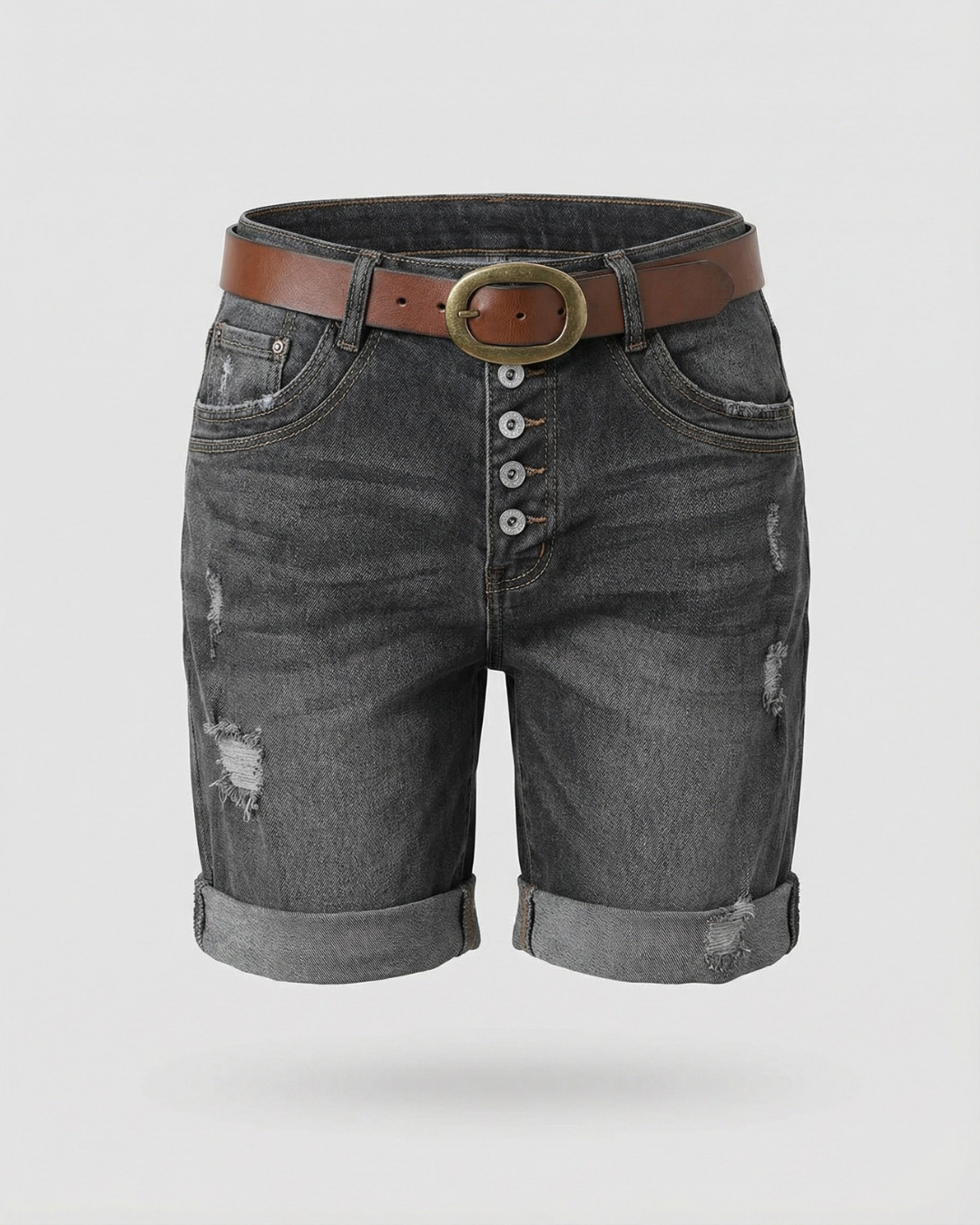 Remi | Women's Denim Boyfriend Shorts with Belt