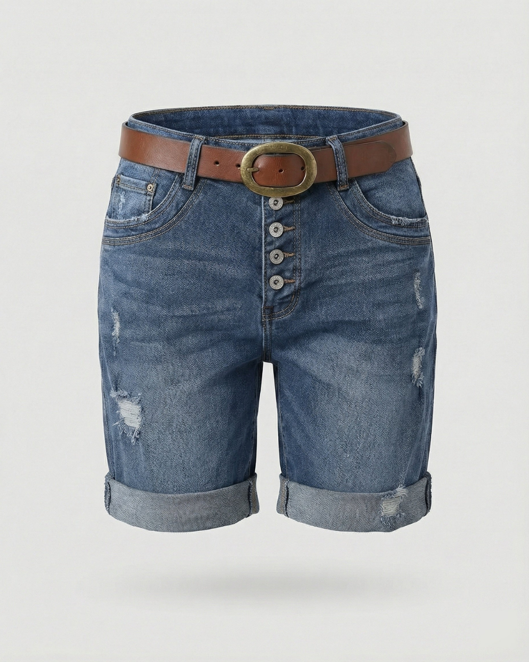 Remi | Women's Denim Boyfriend Shorts with Belt