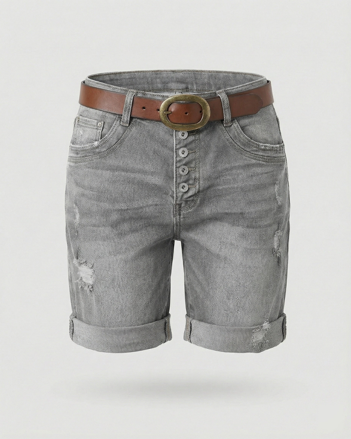 Remi | Women's Denim Boyfriend Shorts with Belt