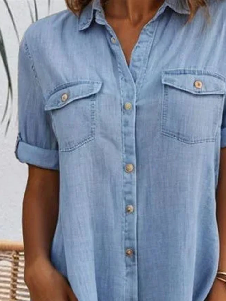 Remi | Women's Denim Button-Front Shirt Dress