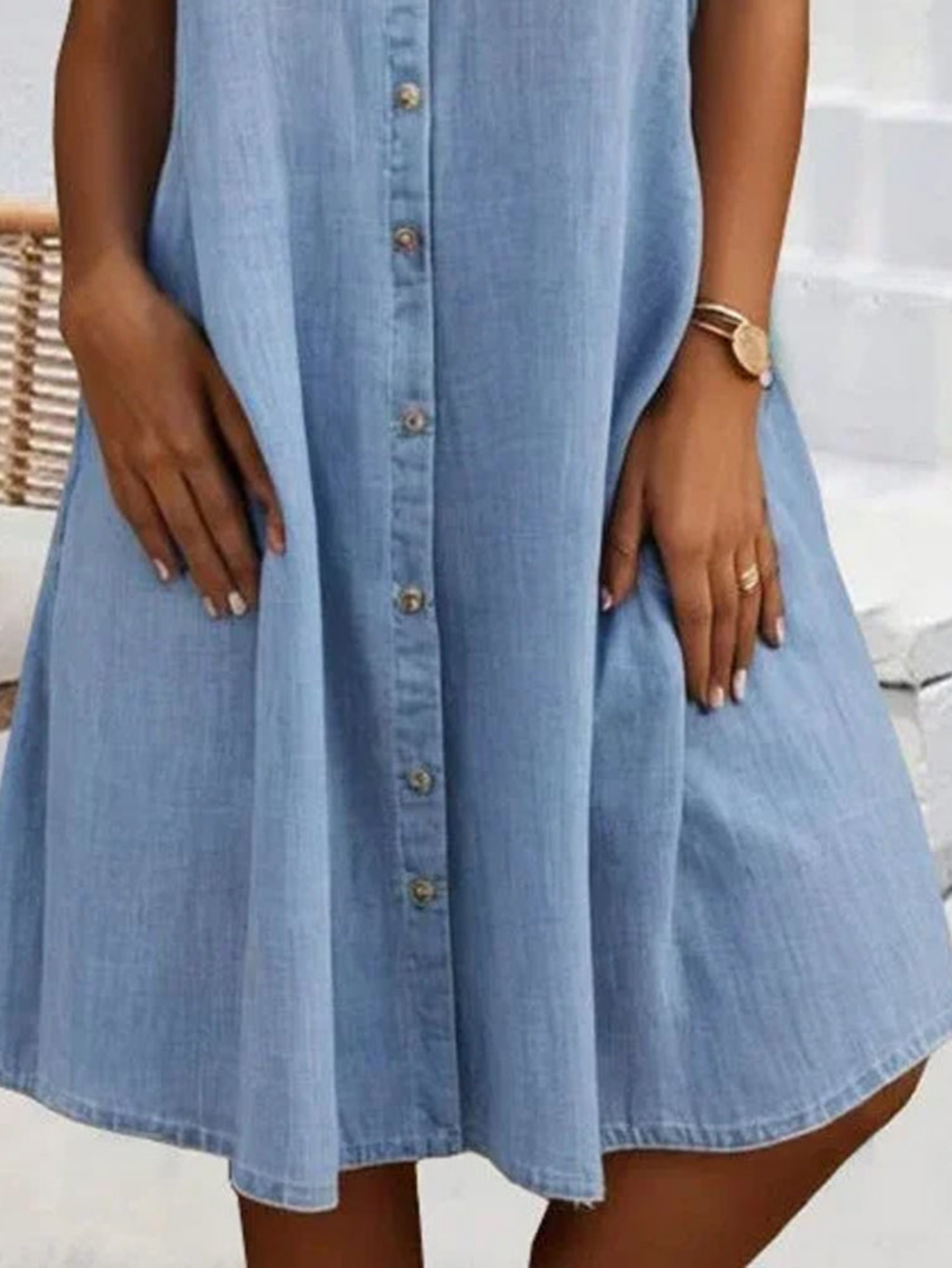 Remi | Women's Denim Button-Front Shirt Dress