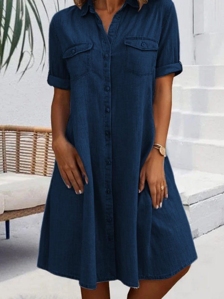 Remi | Women's Denim Button-Front Shirt Dress