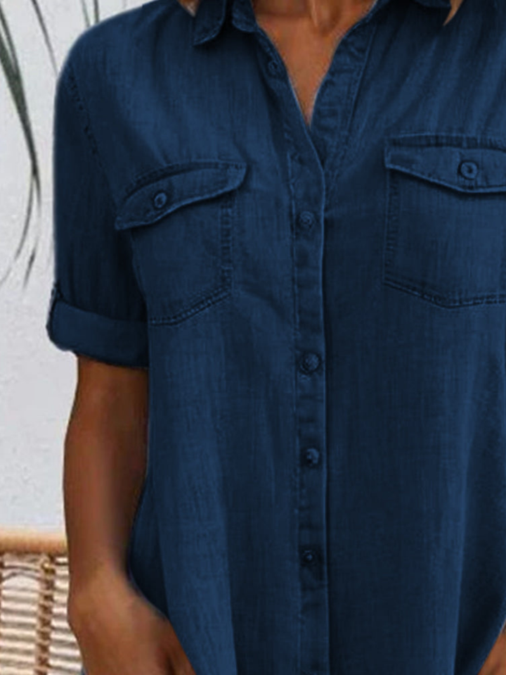 Remi | Women's Denim Button-Front Shirt Dress