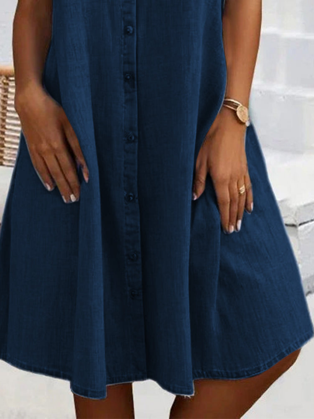 Remi | Women's Denim Button-Front Shirt Dress