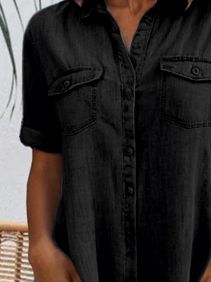 Remi | Women's Denim Button-Front Shirt Dress