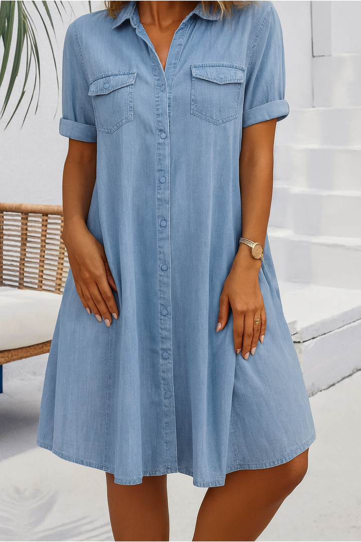 Remi | Women's Denim Button-Front Shirt Dress