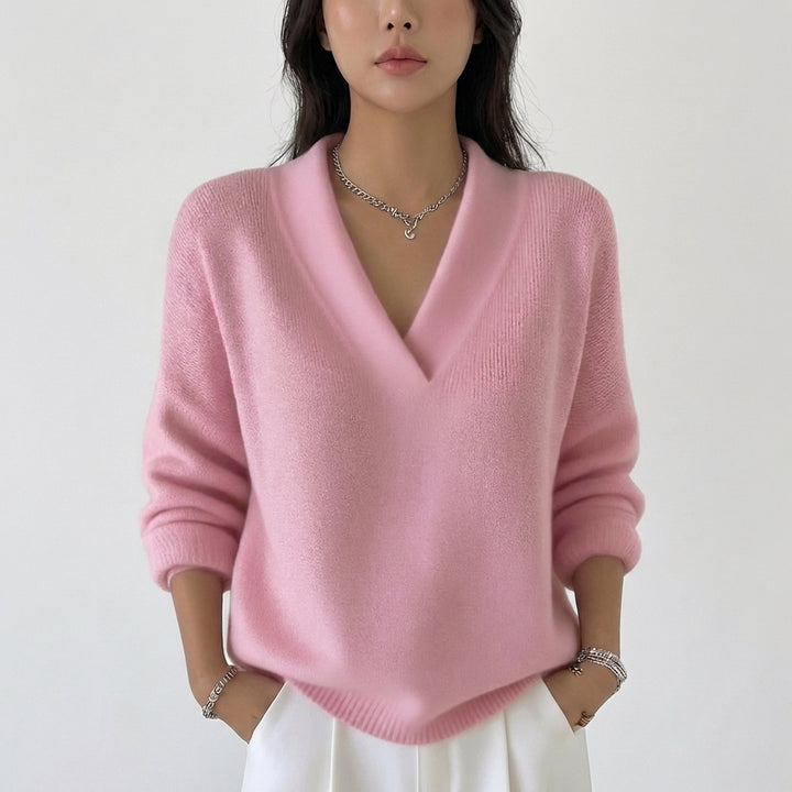 Remi | Women's Merino Wool V-Neck Oversized Jumper
