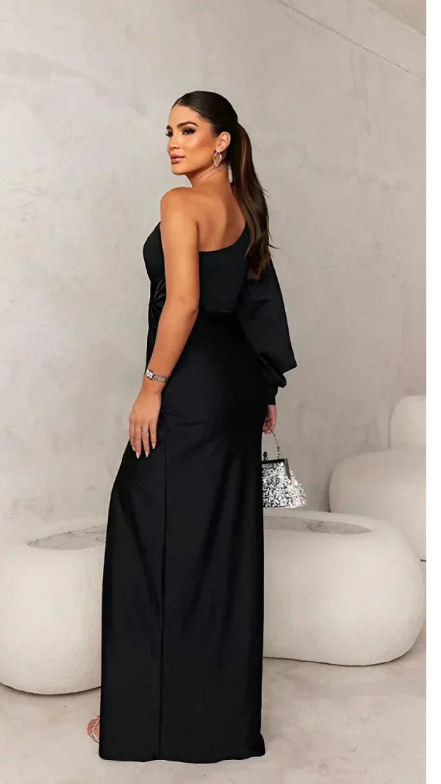 Remi | Women's Satin One-Shoulder Twist Maxi Dress