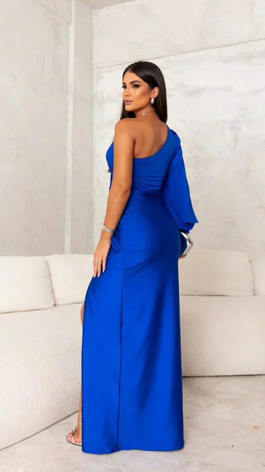 Remi | Women's Satin One-Shoulder Twist Maxi Dress