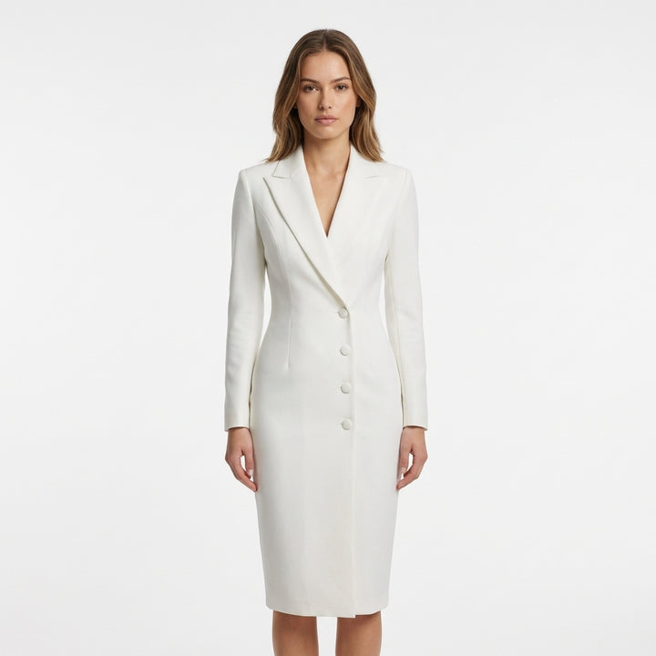 Remi | Women's Stretch Blazer-Style Button Midi Dress Elegant