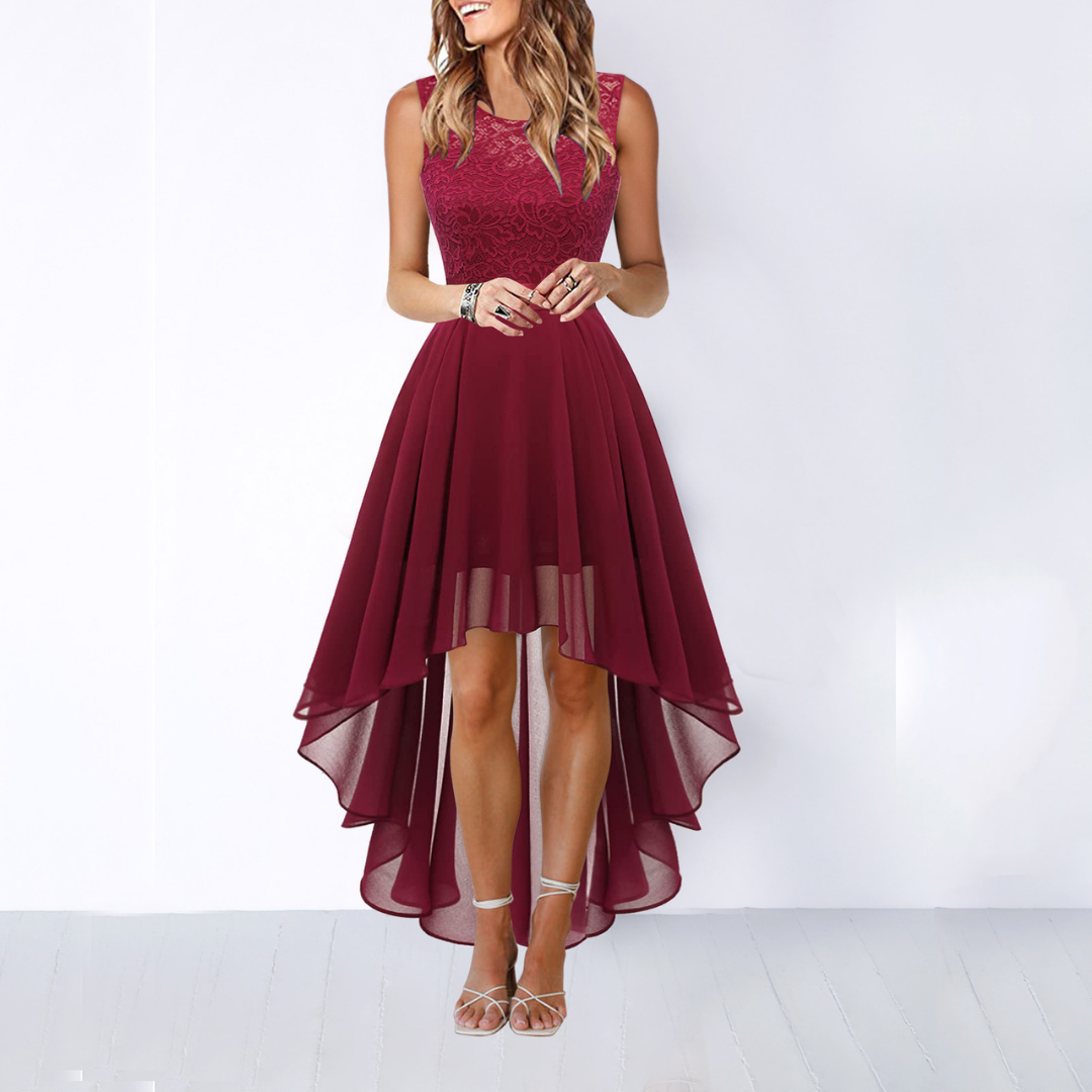 Roselyn | Women's Chiffon Lace High Low Wedding Guest Dress