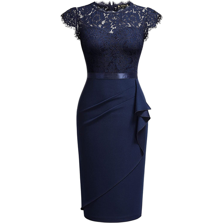 Rosette | Women's Lightweight Lace Ruffle Pencil Cocktail Dress