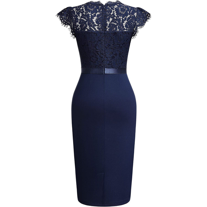 Rosette | Women's Lightweight Lace Ruffle Pencil Cocktail Dress