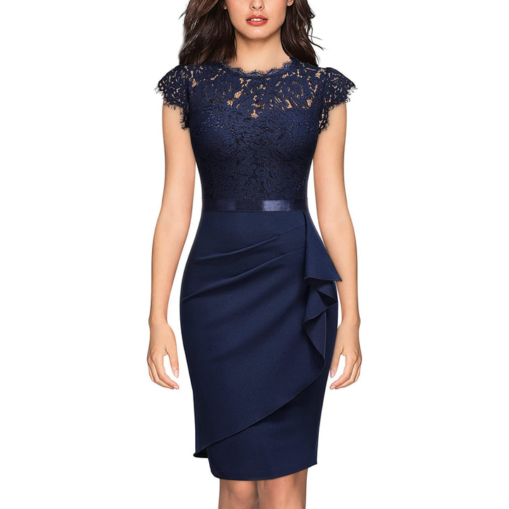 Rosette | Women's Lightweight Lace Ruffle Pencil Cocktail Dress