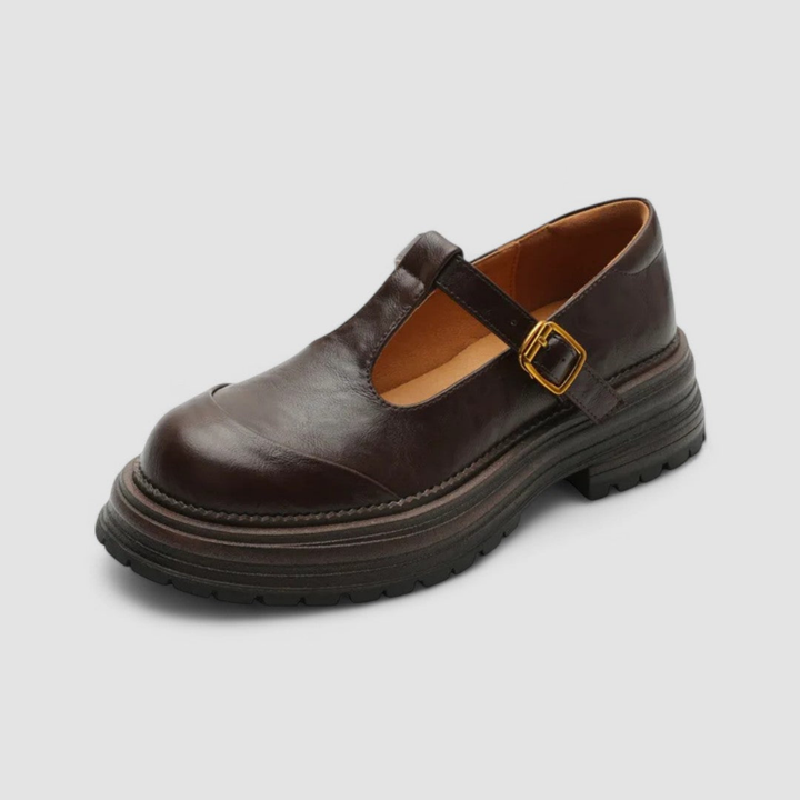 Rowena | Women's Leather Platform T-Bar Mary Jane Shoes